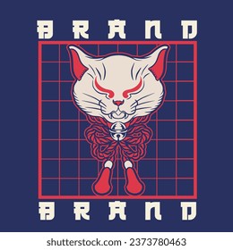 Cartoon maneki neko cat. Vector illustration	