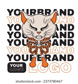 Cartoon maneki neko cat. Vector illustration	