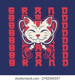Cartoon maneki neko cat. Vector illustration	
