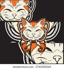 Cartoon maneki neko cat. Vector illustration	
