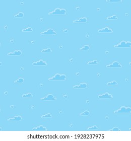 Cartoon Manga Style Cloud Walpaper Seamless Pattern for Kids Global Colors used.
