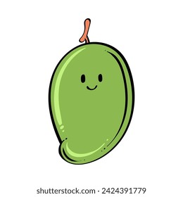 Cartoon mango. Mango character design. Mango on white background. Hand drawn. Vector illustration