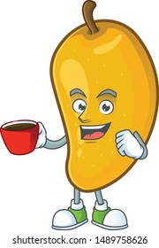 cartoon of mango character on a white background.