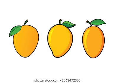 Cartoon mango fruit isolated white background