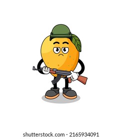 Cartoon of mango fruit soldier , character design