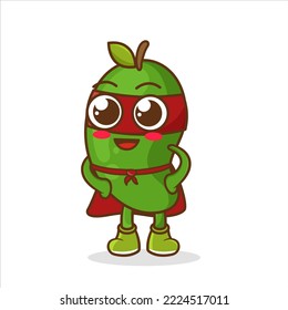 Cartoon mango fruit superhero funny character