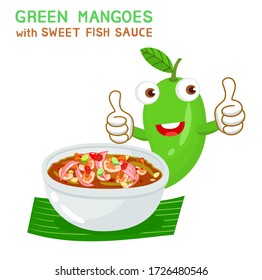 Cartoon  Mango and Sweet Fish Sauce Vector