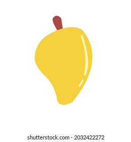 cartoon mango yellow white background