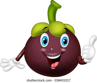 Cartoon mangosteen giving thumbs up