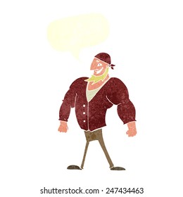 caricatura masculino marinero con burbuja de habla