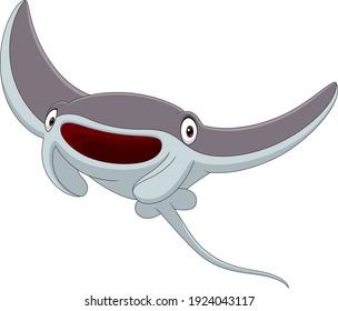 Peces de manta de caricatura aislados en fondo blanco