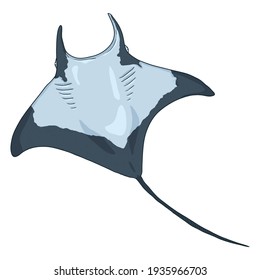 Cartoon Manta Ray. Devilfish Image. Numb-fish Vector Illustration