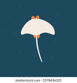 cartoon manta ray vector illustration, simple childish design