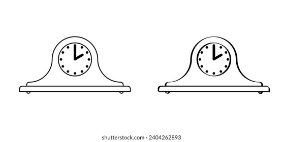 cartoon mantel desk clock. Vector line pattern. Chiming mantel clock. antique clocks. Depicting a mantel clock symbol or icon. Time sign