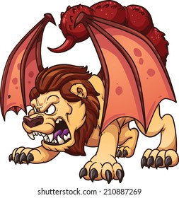 Cartoon manticore. Vector clip art illustration with simple gradients. All in a single layer.