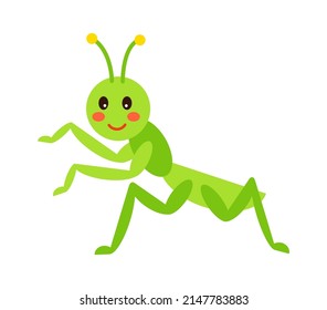 Cartoon mantis Childish Insect. Vector illustration