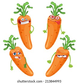 Cartoon with many expressions carrot