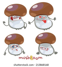 Cartoon with many expressions mushroom