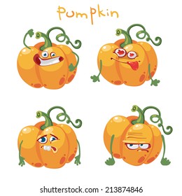 Cartoon with many expressions pumpkin