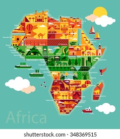 Cartoon map of Africa