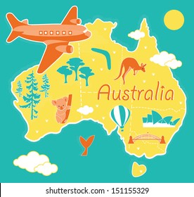 Cartoon map Australia