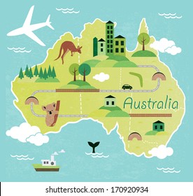 Cartoon map of Australia 