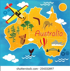 Cartoon map of Australia