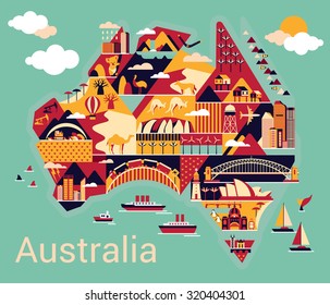 Cartoon map of Australia