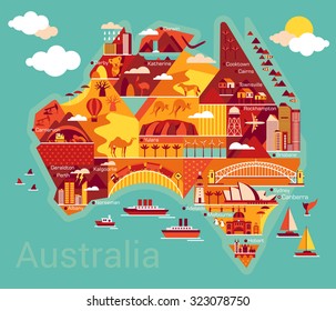 Cartoon map of Australia 