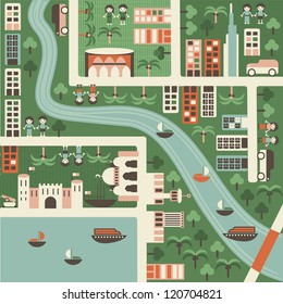 cartoon map of dubai