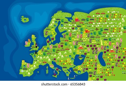 Cartoon Map Of Europe