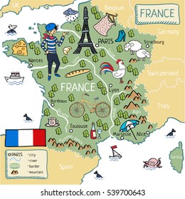 Cartoon map of France