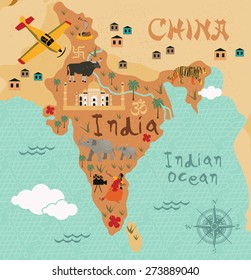 Cartoon Map Of India For Kids