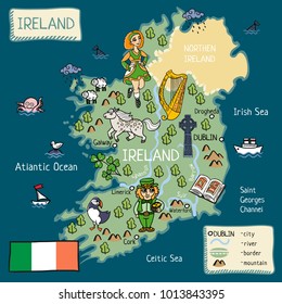cartoon map of Ireland