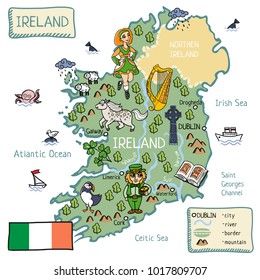 cartoon map of Ireland