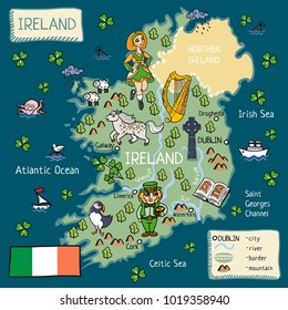 cartoon map of ireland