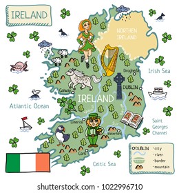 cartoon map of ireland