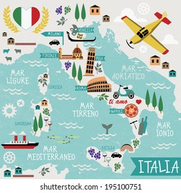 Cartoon Map of Italy 
