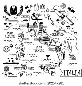 Cartoon Map of Italy