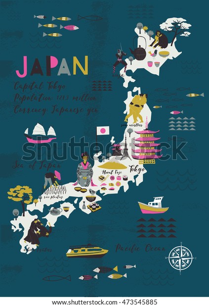 Carte Du Japon Imprimer La Conception Image Vectorielle De Stock Libre De Droits
