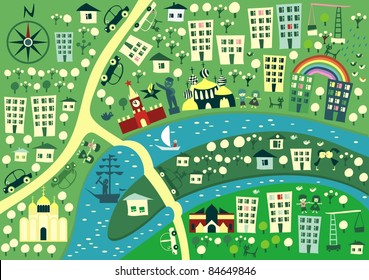 cartoon map of moscow