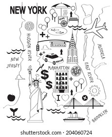 Cartoon map of new york city