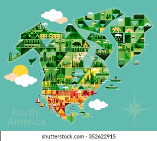 Cartoon map of North America