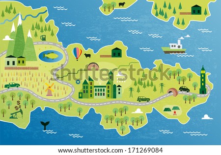 Cartoon Map Peninsula Stock Vector (Royalty Free) 171269084 - Shutterstock