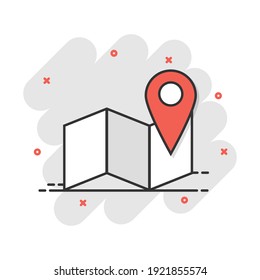 Cartoon Map Pin Icon In Comic Style. Location Gps Illustration Pictogram. Destination Sign Splash Business Concept.