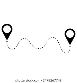 Cartoon map with pin pointers icon. Navigation or navigator, maps, road, direction arrow. Pins points mark. Pointer or point trekking route. trac trace city, street map. Markers, map locator idea.