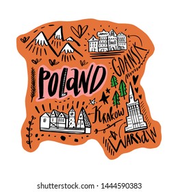 Cartoon Map Poland Vector Illustration Printable Stock Vector (Royalty ...