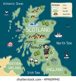 Cartoon map of  Scotland