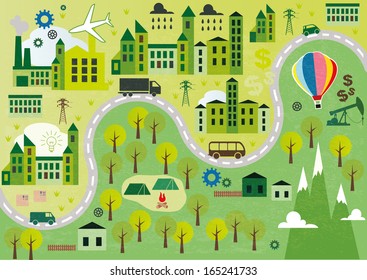 Cartoon Map Seamless Pattern