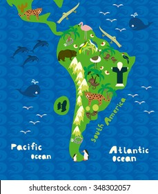 cartoon map of south america 